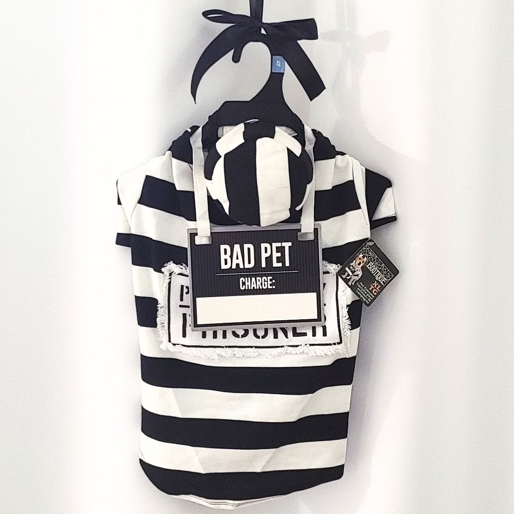 Black and White Striped Pet Costume